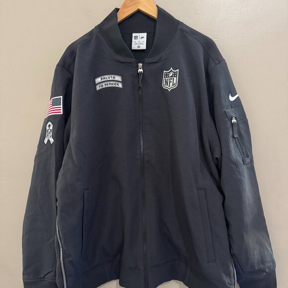Nike NFL Shield Team Issue Salute To Service Heavyweight Bomber Jacket Mens XL - Picture 2 of 14